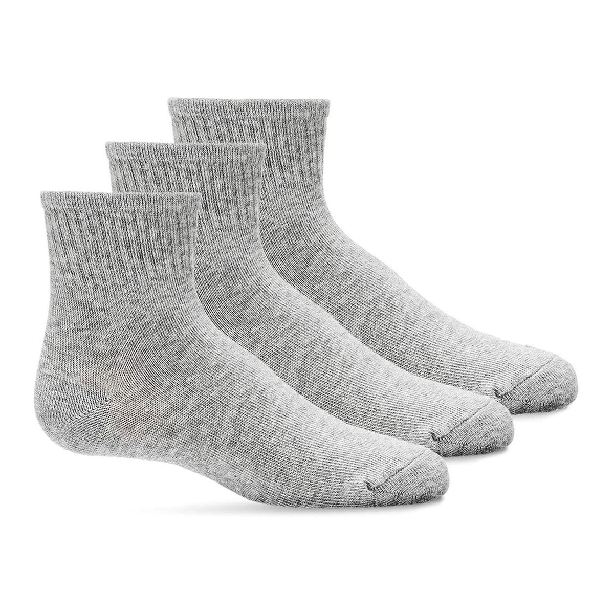 MEMOI RIBBED MID CUT SOCKS 3 PACK GRAY - KIDS