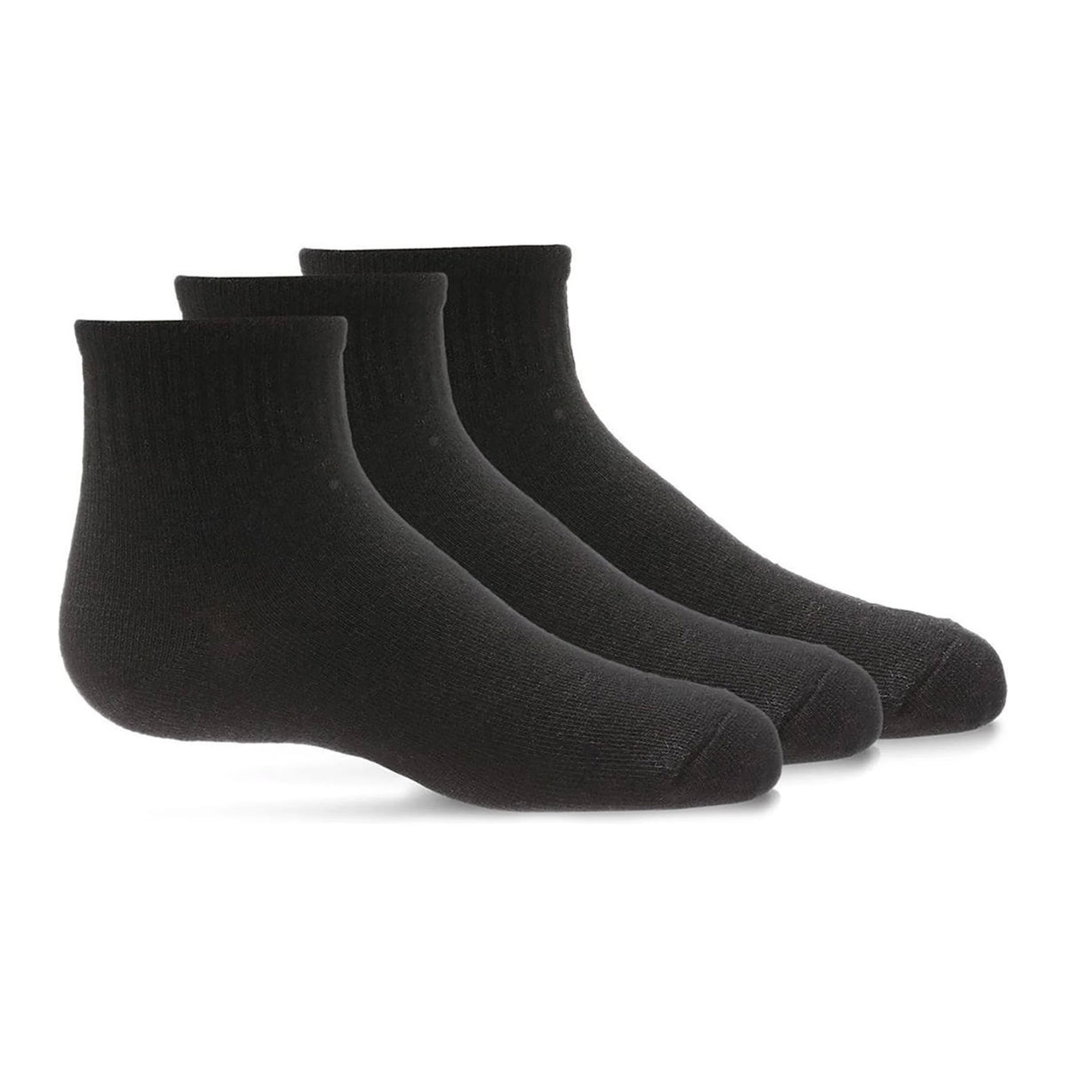 MEMOI RIBBED MID CUT SOCKS BLACK 3 PACK - KIDS