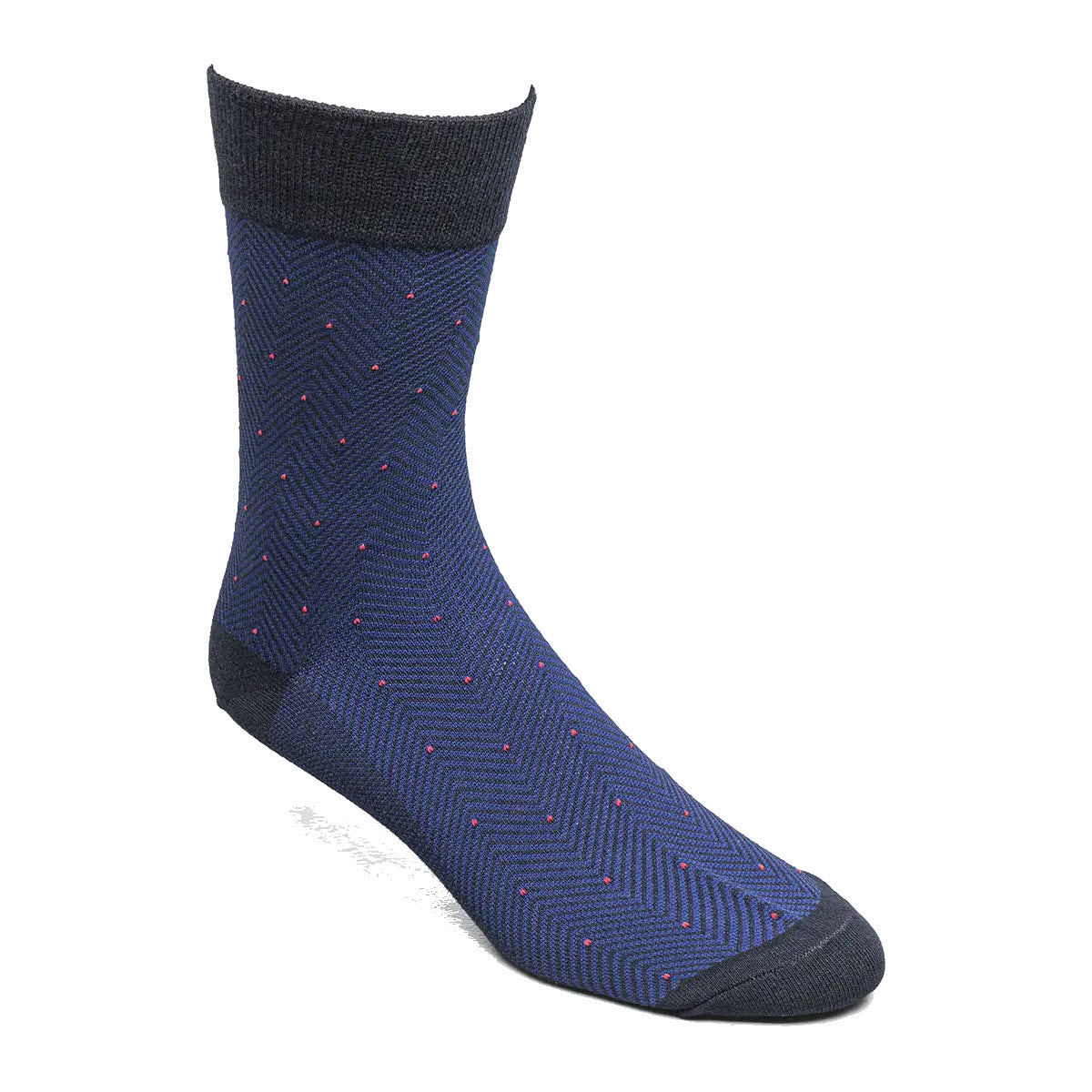 FLORSHEIM HERRINGBONE DOT CREW SOCKS NAYY GRAY