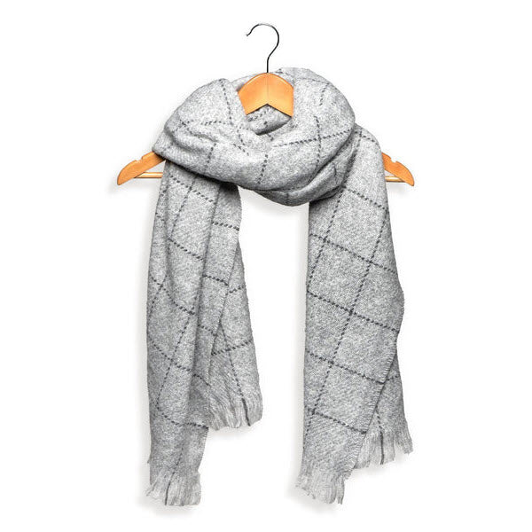 JOY SUSAN GRAY GRID CHECK SCARF
