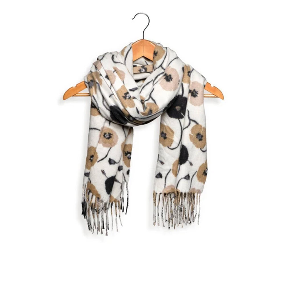 JOY SUSAN NEUTRAL UNITED DAISIES FRINGE SCARF