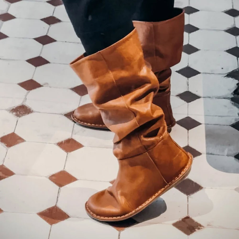 VIBAE WOODSTOCK BOOT LEATHER COGNAC BROWN - WOMENS