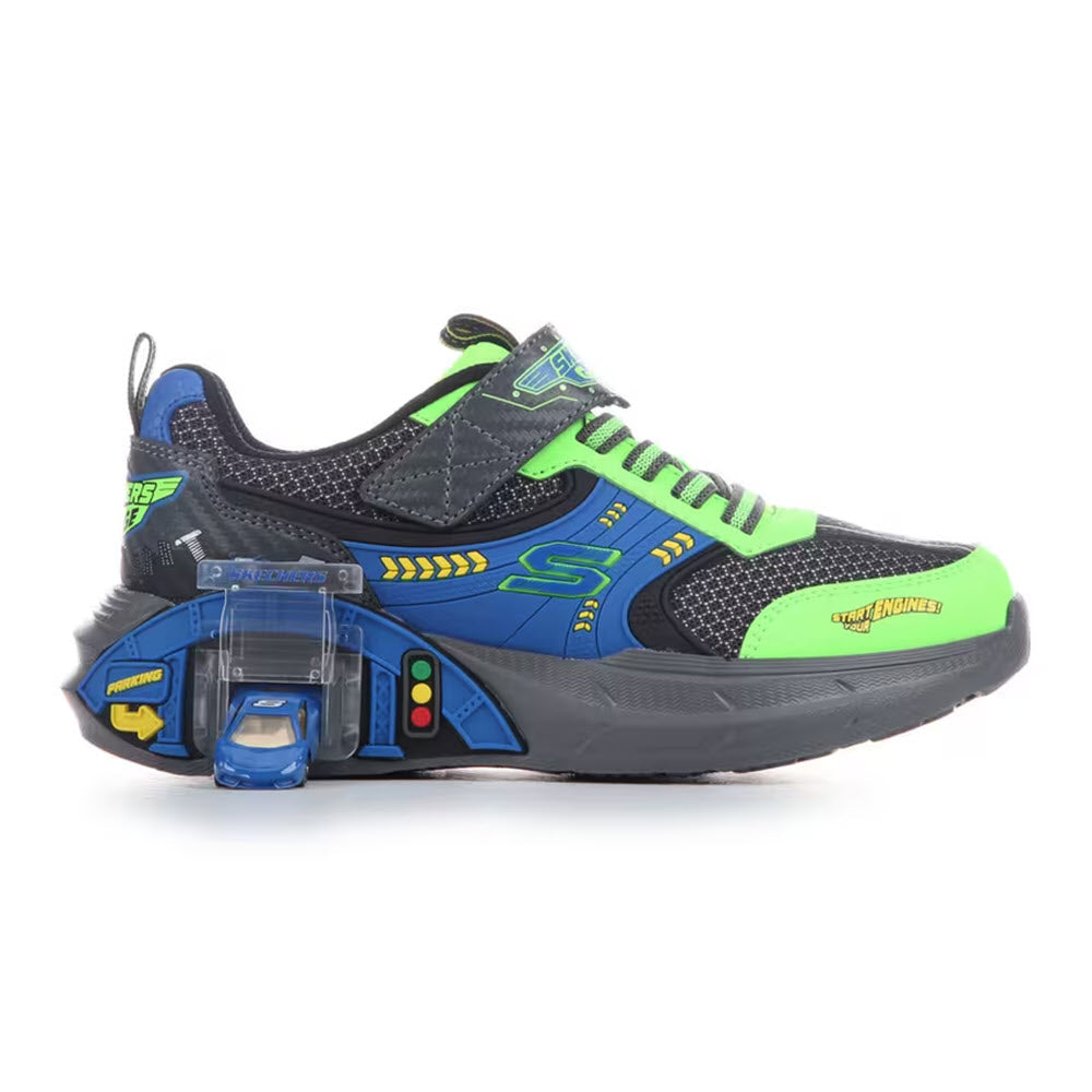 SKECHERS GARAGE LIME CHARCOAL BLUE - KIDS