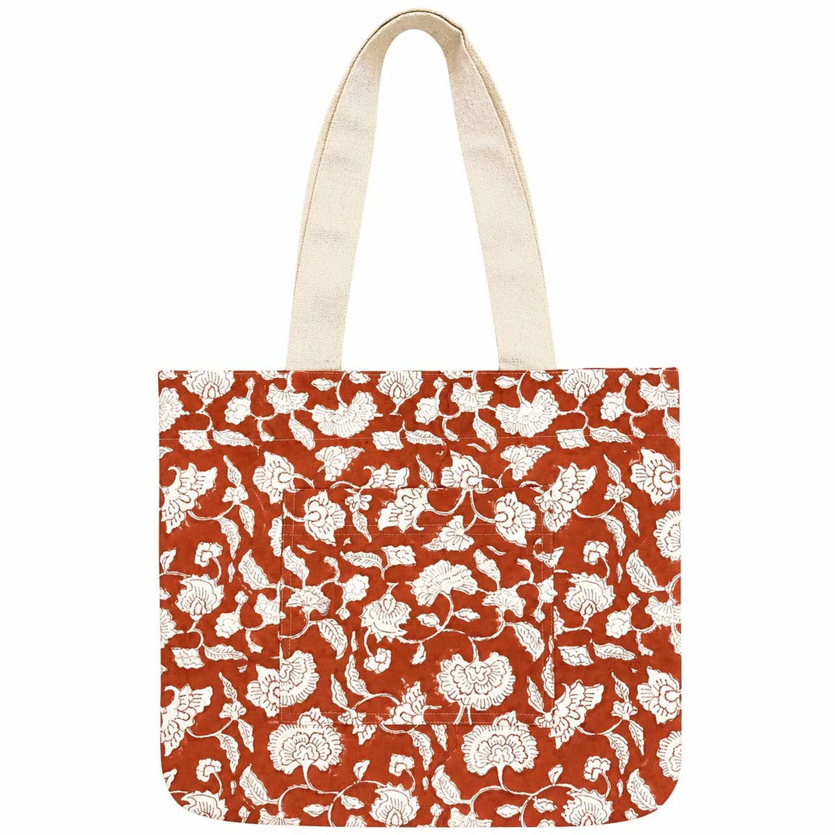 ANJU CANVAS POCKET TOTE ORANGE FLOWERBED