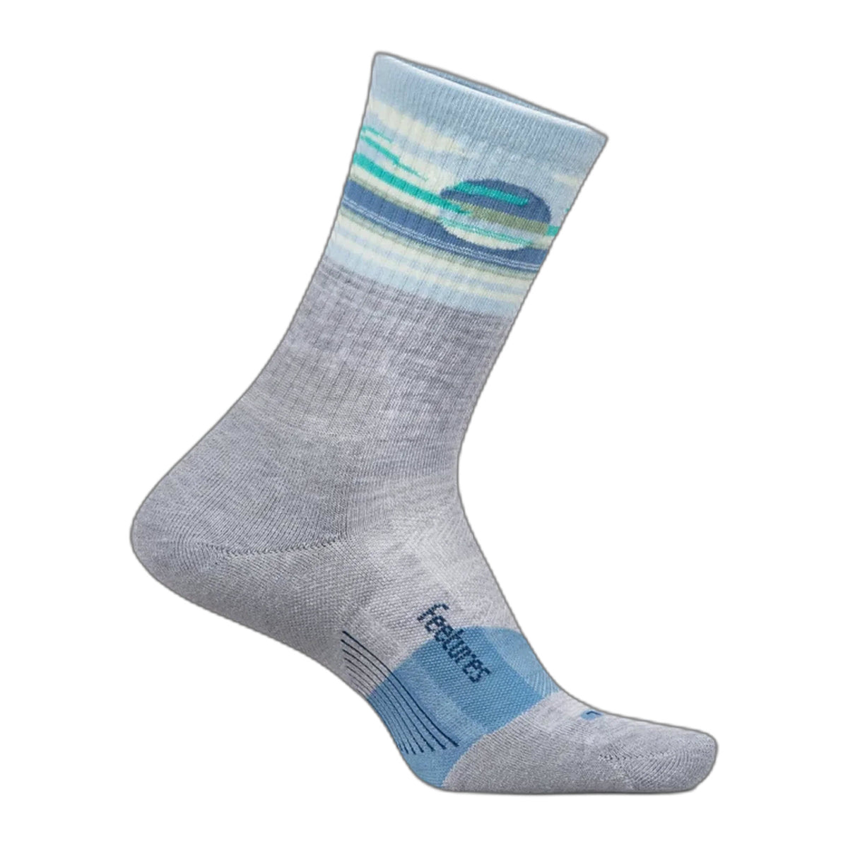FEETURES TRAIL MAX CUSHION MINI CREW SOCKS CLOOUD VEIL BLUE - MENS