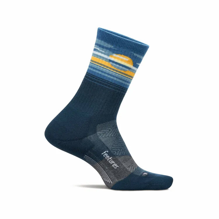 FEETURES TRAIL MAX CUSHION MINI CREW SOCKS CLOUD VEIL NAVY - MENS