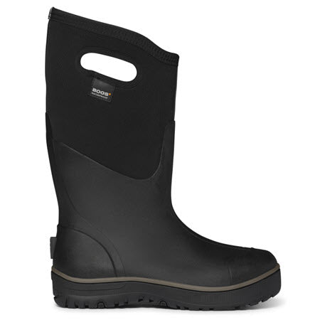 Bogs Classic Ultra Hi Black insulated waterproof rubber boot with handle opening on top.
