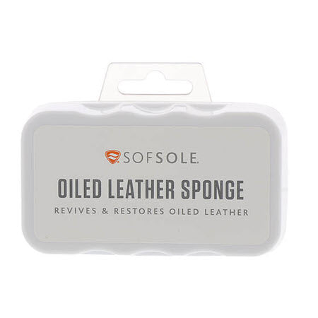 A packaged Sof Sole Oiled Leather Sponge by Sof Sole designed to revive and restore oiled leather.