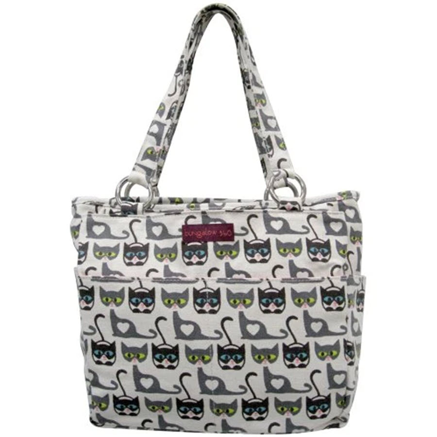A BUNGALOW 360 POCKET BAG CATS featuring a cat print design and made from 100% Vegan materials.