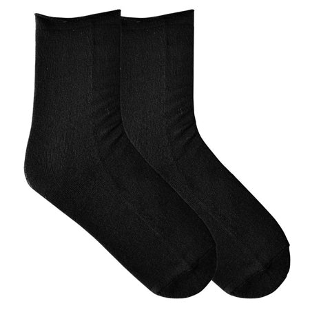 A pair of comfortable K Bell Socks Soft & Dreamy Relaxed Top Sock Black for women on a white background.
