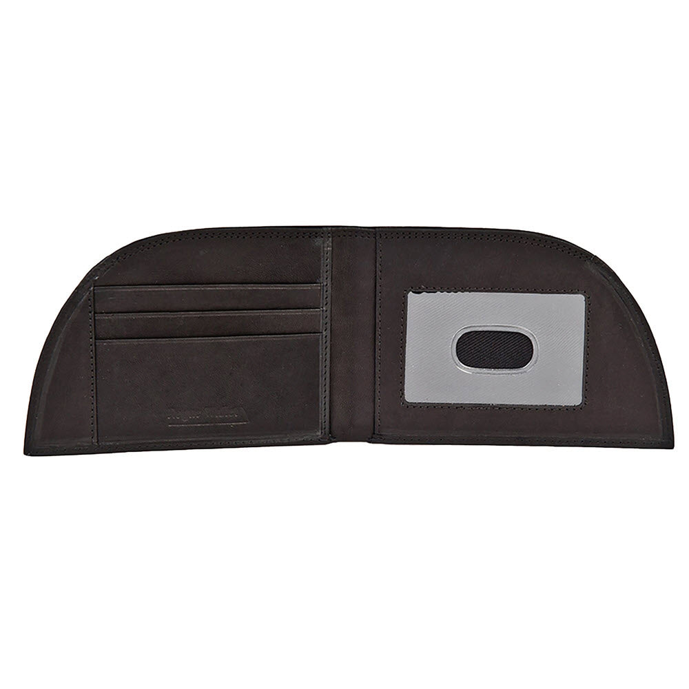 Rogue black genuine top-grain leather bi-fold wallet with card slots and metal grommet detail.