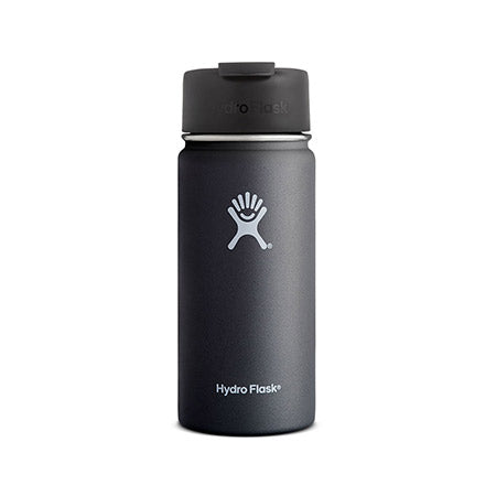 Black Hydro Flask 16 oz Wide Mouth Coffee bottle with TempShield logo on white background.