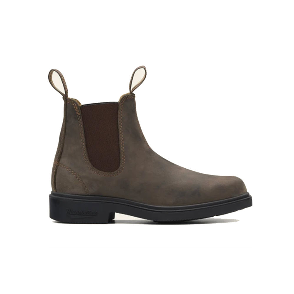 Blundstone rustic brown leather chelsea boot on a white background.