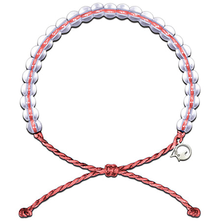 A 4Ocean Bracelet Coral Reef with an adjustable red cord and a small charm, made from recycled materials.