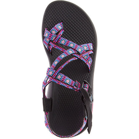 Top view of a single colorful strapped Chaco Z/Cloud X2 Remix Squared Magenta women&#39;s classic sandal.