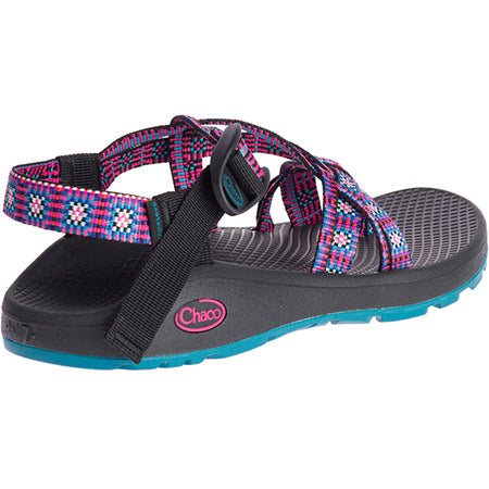 Colorful strapped Chaco Z/Cloud X2 Remix Squared Magenta women&#39;s classic sandal on a white background.