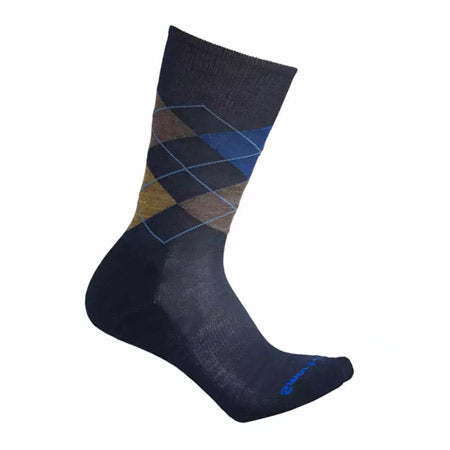 A single Smartwool Diamond Jim sock in Deep Navy with a geometric argyle pattern displayed against a white background.
