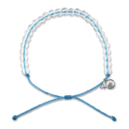 Adjustable blue and white beaded 4Ocean Jellyfish bracelet with a small silver heart charm.