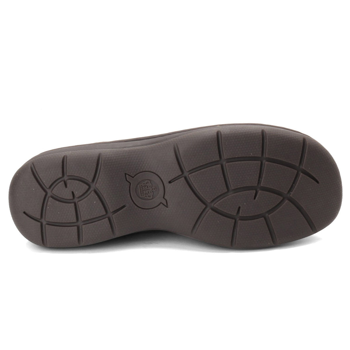 The bottom sole of the Born BORN BLAST III SLIP ON DARK TAN - MENS shoe, displaying its tread pattern.
