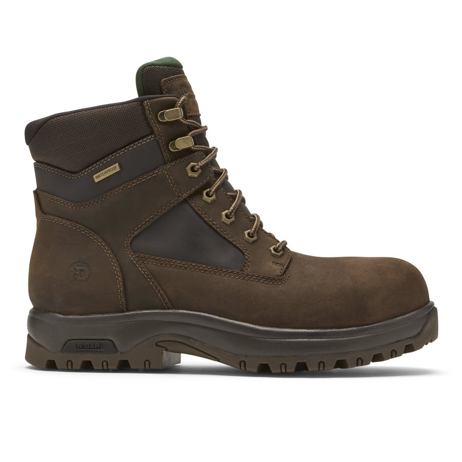 Dunham 8000Works 6" WP safety toe wheat - men's work boot with laces and a sturdy, slip-resistant outsole.