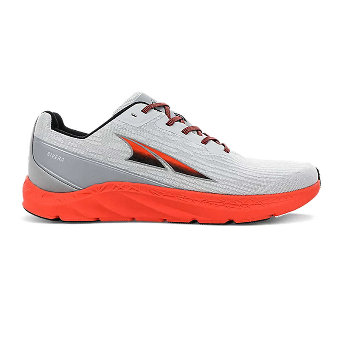 Replace the product in the sentence below with the given product name and brand name.
Sentence: A single gray Altra Rivera running shoe with a vibrant orange sole, Balanced Cushioning, and a black logo on the side.
Product Name: ALTRA RIVERA GREY/ORANGE - MENS
Brand Name: Altra

Revised Sentence: A single ALTRA RIVERA GREY/ORANGE - MEN&#39;S running shoe with a vibrant orange sole, Balanced Cushioning, and a black logo on the side.