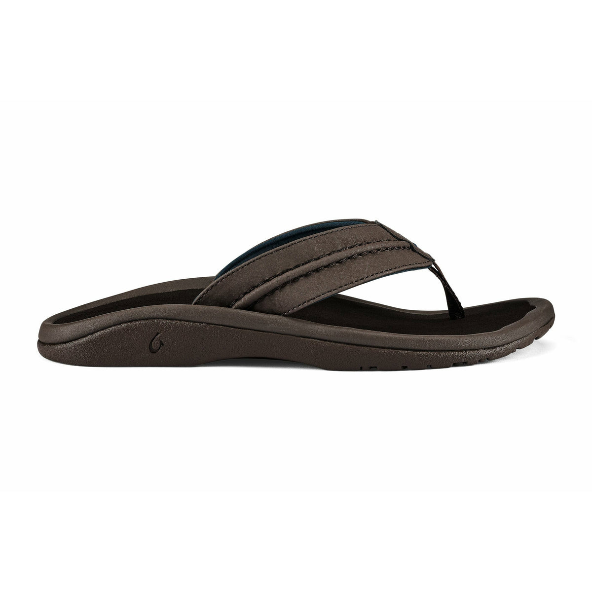 A single brown Olukai Hokua men’s sandal on a white background.