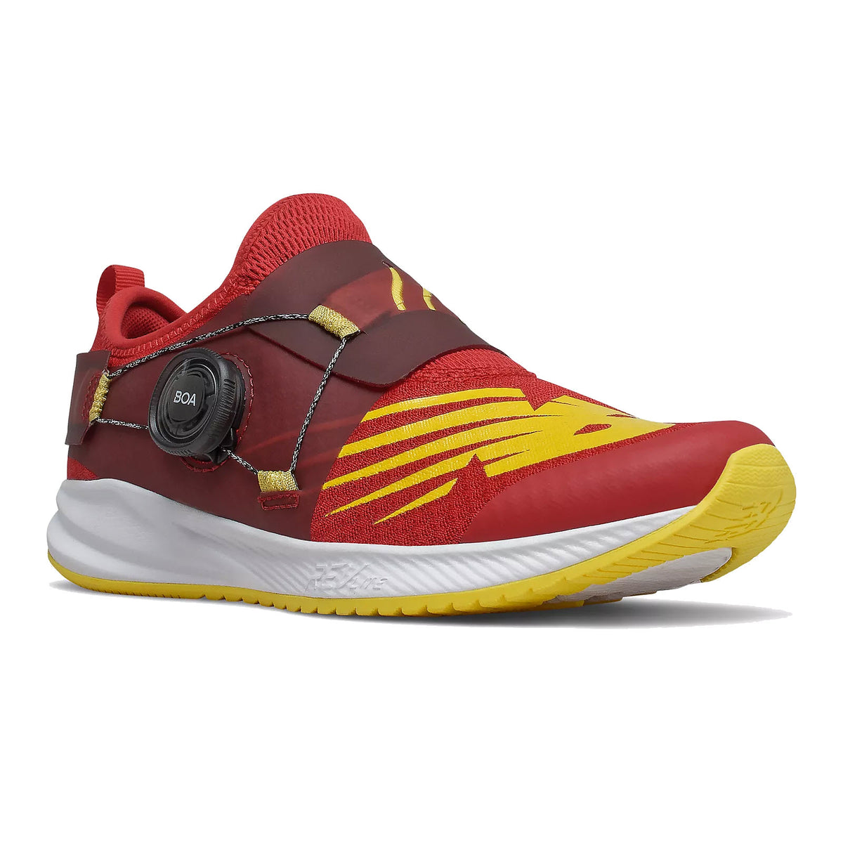 Red and yellow New Balance FuelCore Reveal BOA athletic shoe.
