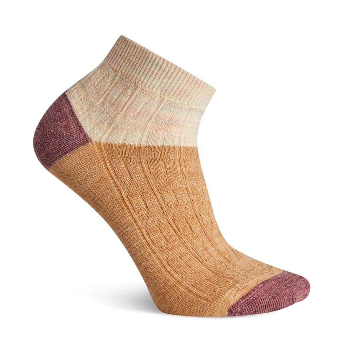 Multicolored Smartwool Sox Cable Mini Boot sock displayed against a white background.