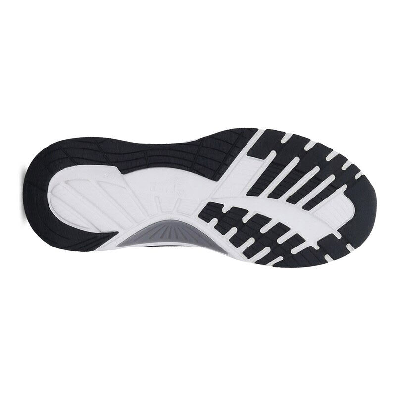 Tread pattern of a Dansko Pace Black Mesh walking shoe sole with odor control.