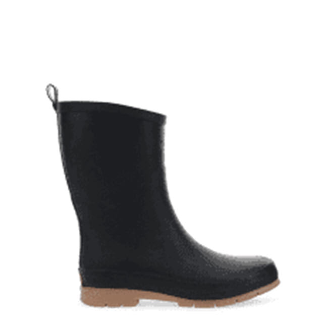 Western Chief Modern Mid Black rain boot with a brown sole.