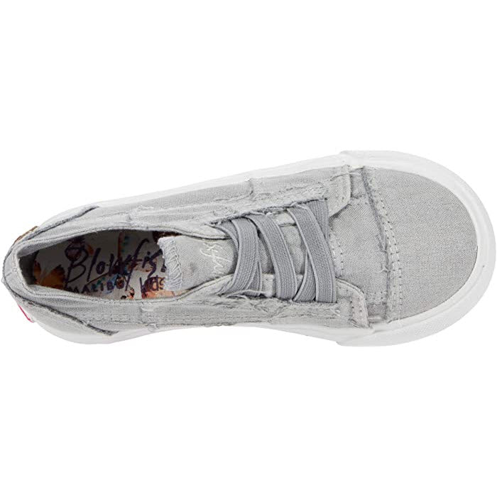 Gray Blowfish Kids Marley slip-on sneaker with elastic bands on the vamp. 

Replace with:
Gray BLOWFISH MARLEY CANVAS SWEET GRAY - KIDS slip-on sneaker with elastic bands on the vamp.
