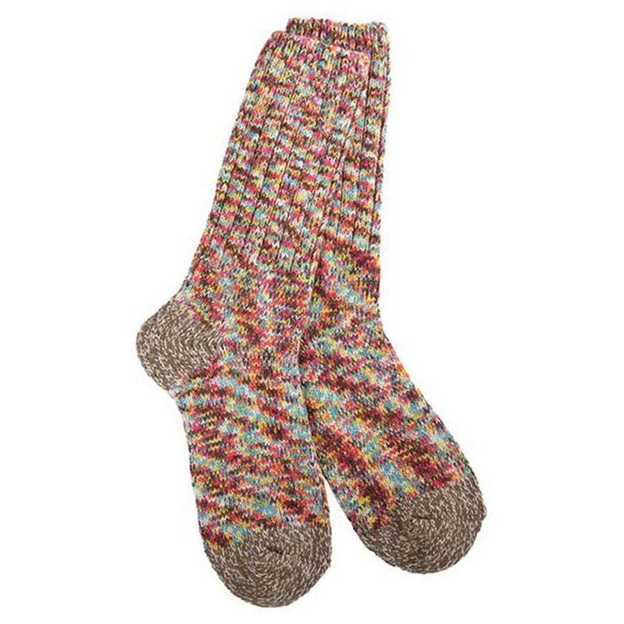 A pair of Worlds Softest Ragg Crew Socks Carousel - Women's on a white background.