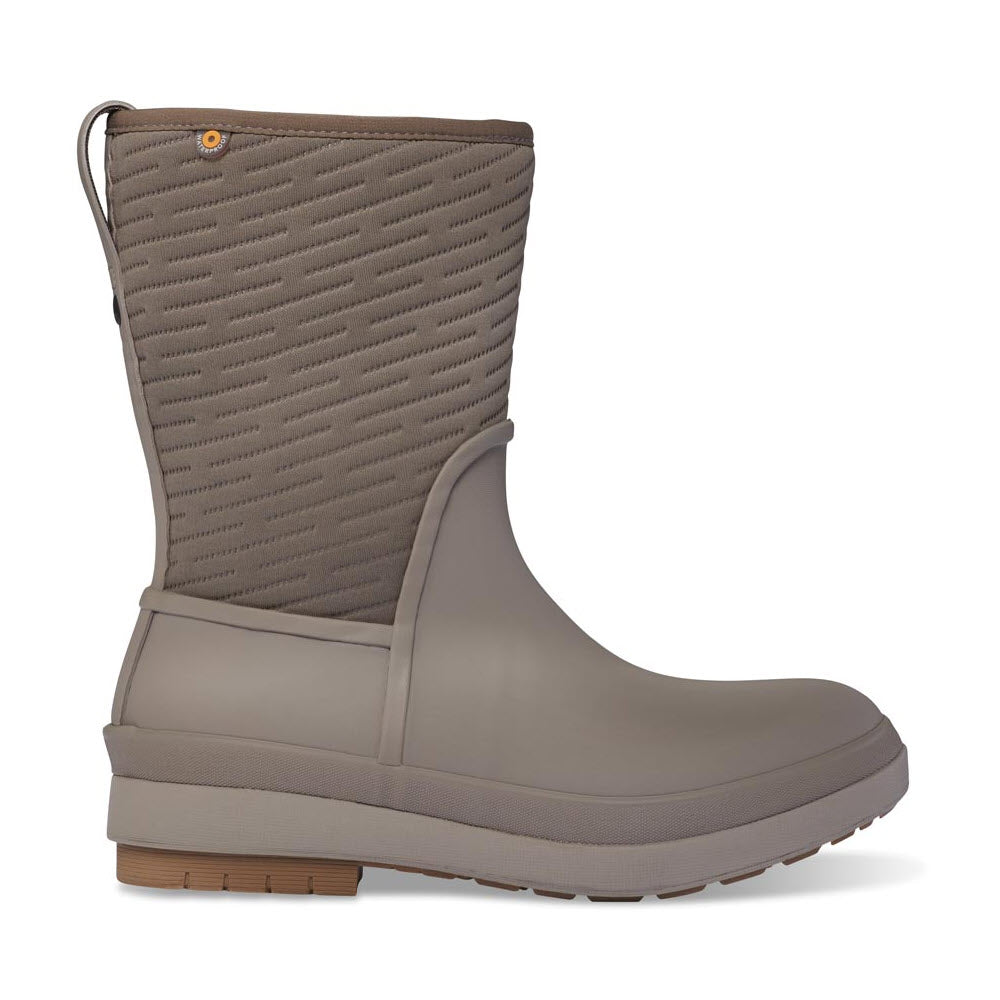 Quilted-design Bogs Crandall II Mid Zip Fossil - Womens winter boot with a sturdy sole and eco-friendly EVA footbed.