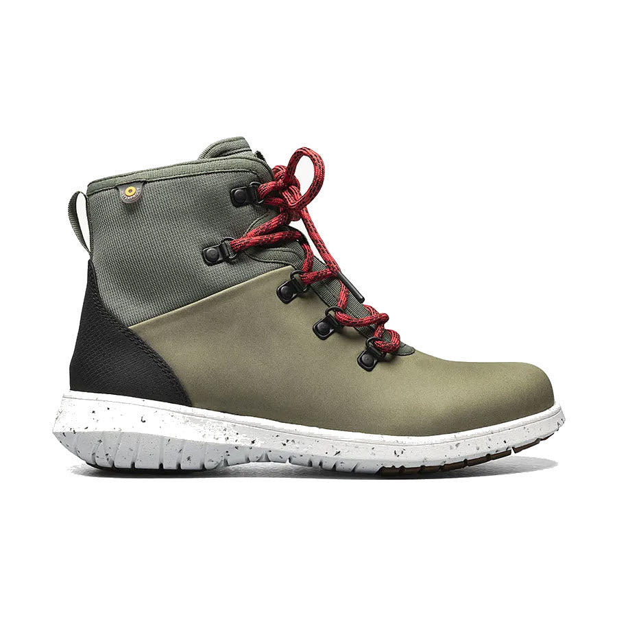 Bogs Juniper Hiker Loden - Womens hiking boot with red laces and a white sole featuring Bloom algae-based footbeds.