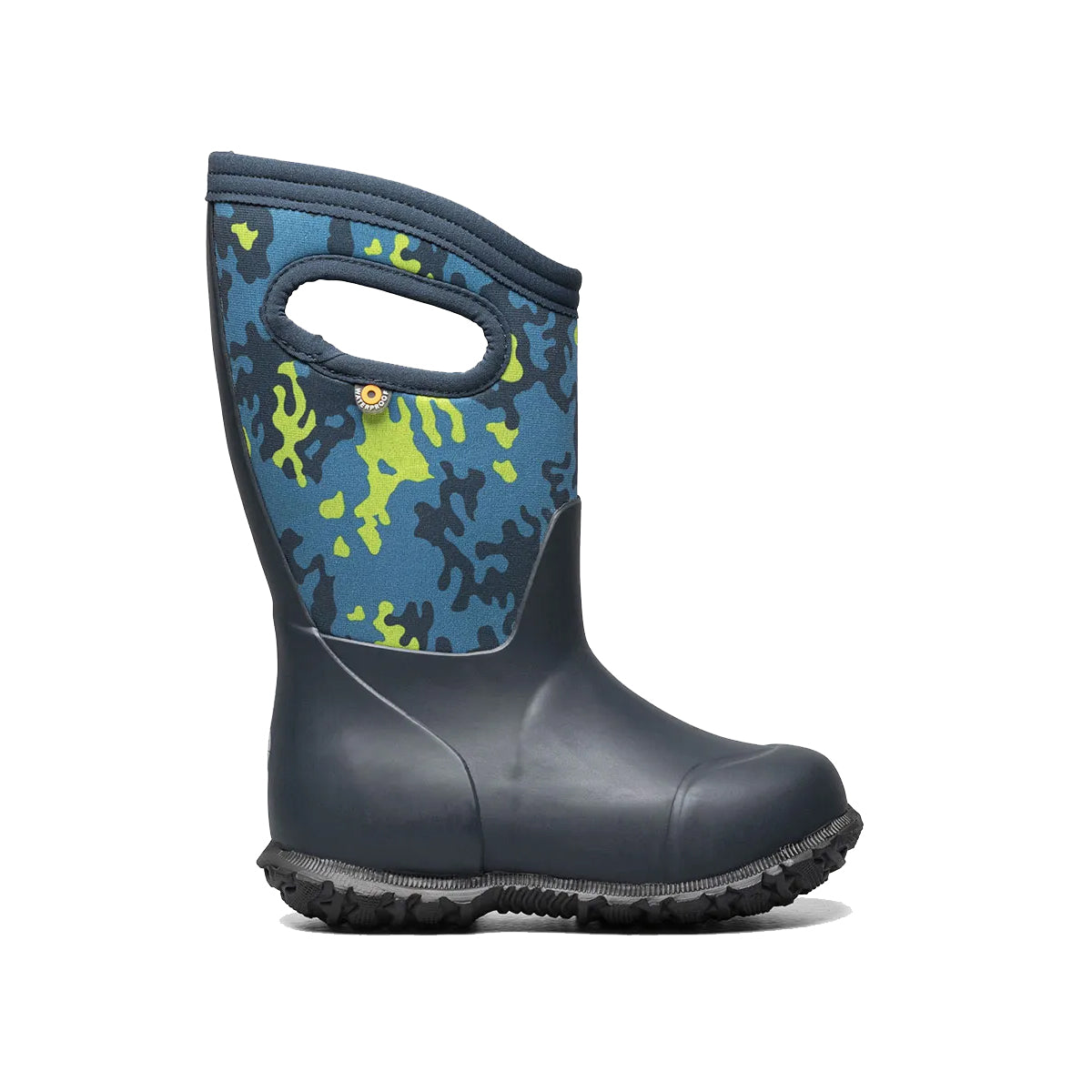 Child&#39;s BOGS YORK NEO CAMO BLUE MULTI - KIDS insulated rain boot with Eco-friendly EVA footbed.