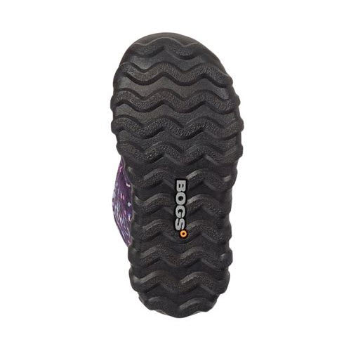 Tread pattern of a BOGS B-MOC SNOW LITTLE TEXTURES PURPLE MULTI - KIDS-branded toddler&#39;s boot sole.