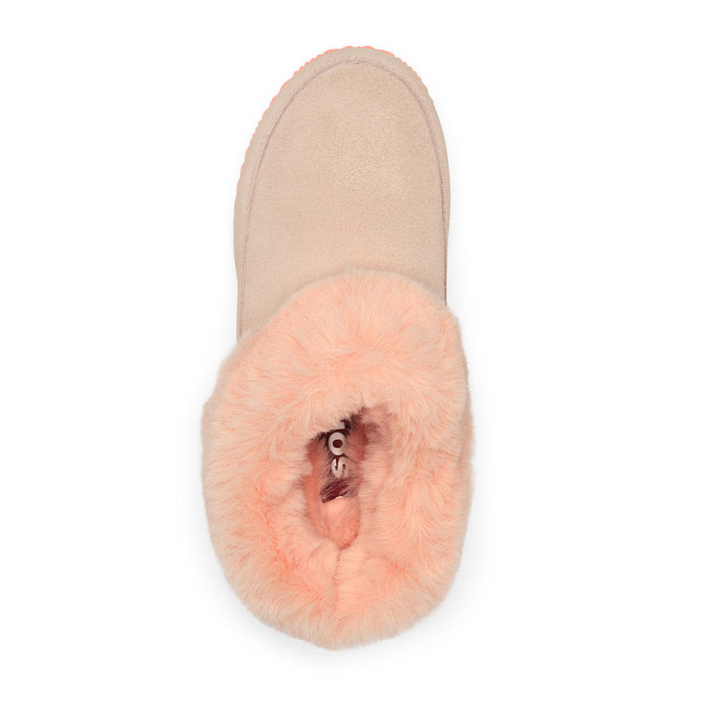 Top view of a single Sorel Go Coffee Run Peach Blossom/Coral Glow - Womens slipper.