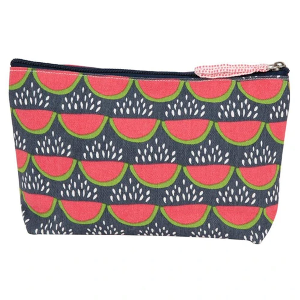 Colorful Rockflowerpaper watermelon-patterned cotton canvas pouch with zipper.