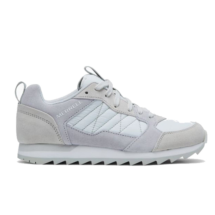 White Merrell Alpine Sneaker Birch with lace-up design and traction sole.