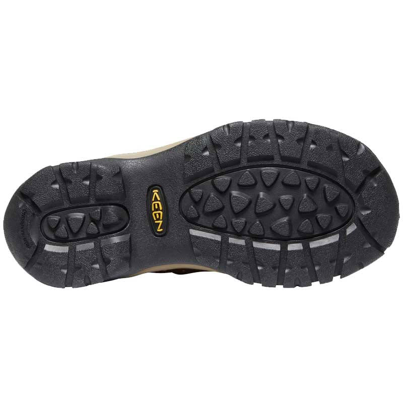 Sole of a Keen KACI II WINTER SLIP ON CHESTNUT/BRINDLE - WOMENS with non-marking rubber outsole tread pattern.