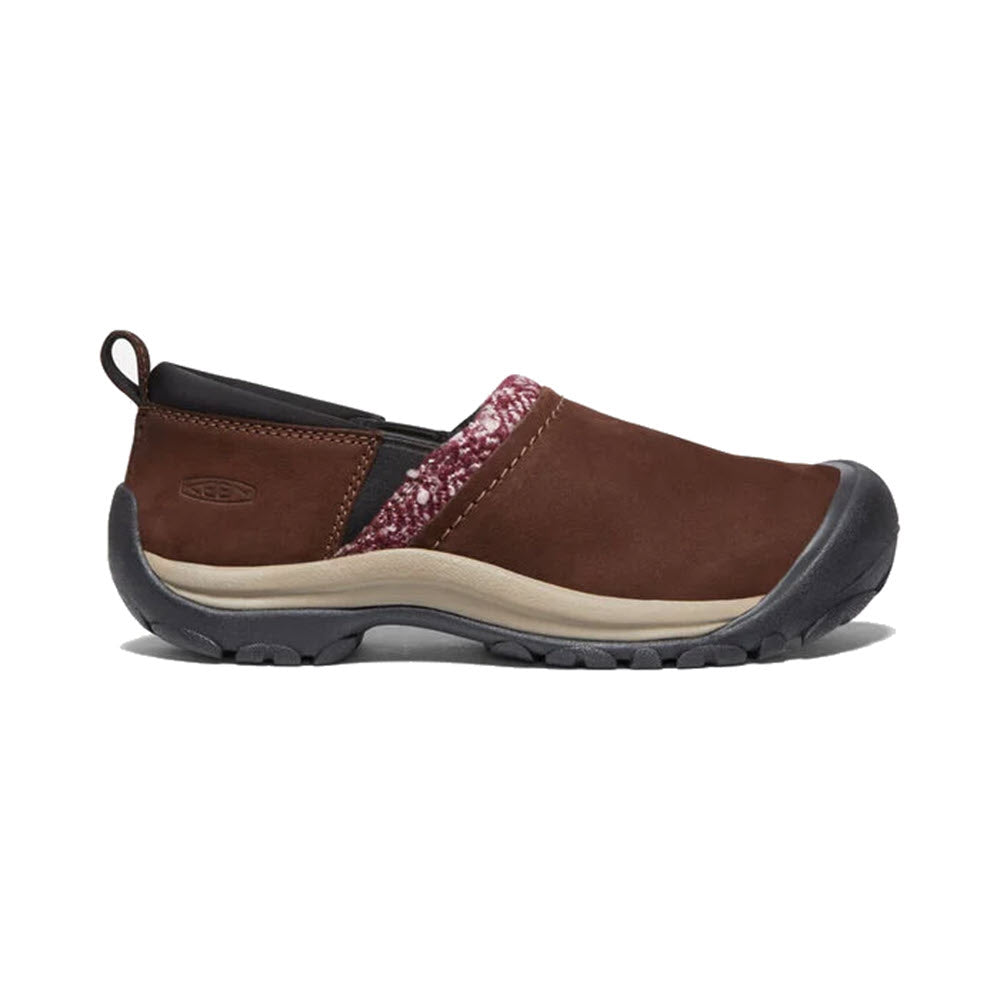 A single brown Keen Kaci II Winter slip-on shoe with a decorative strap and a non-marking rubber outsole.