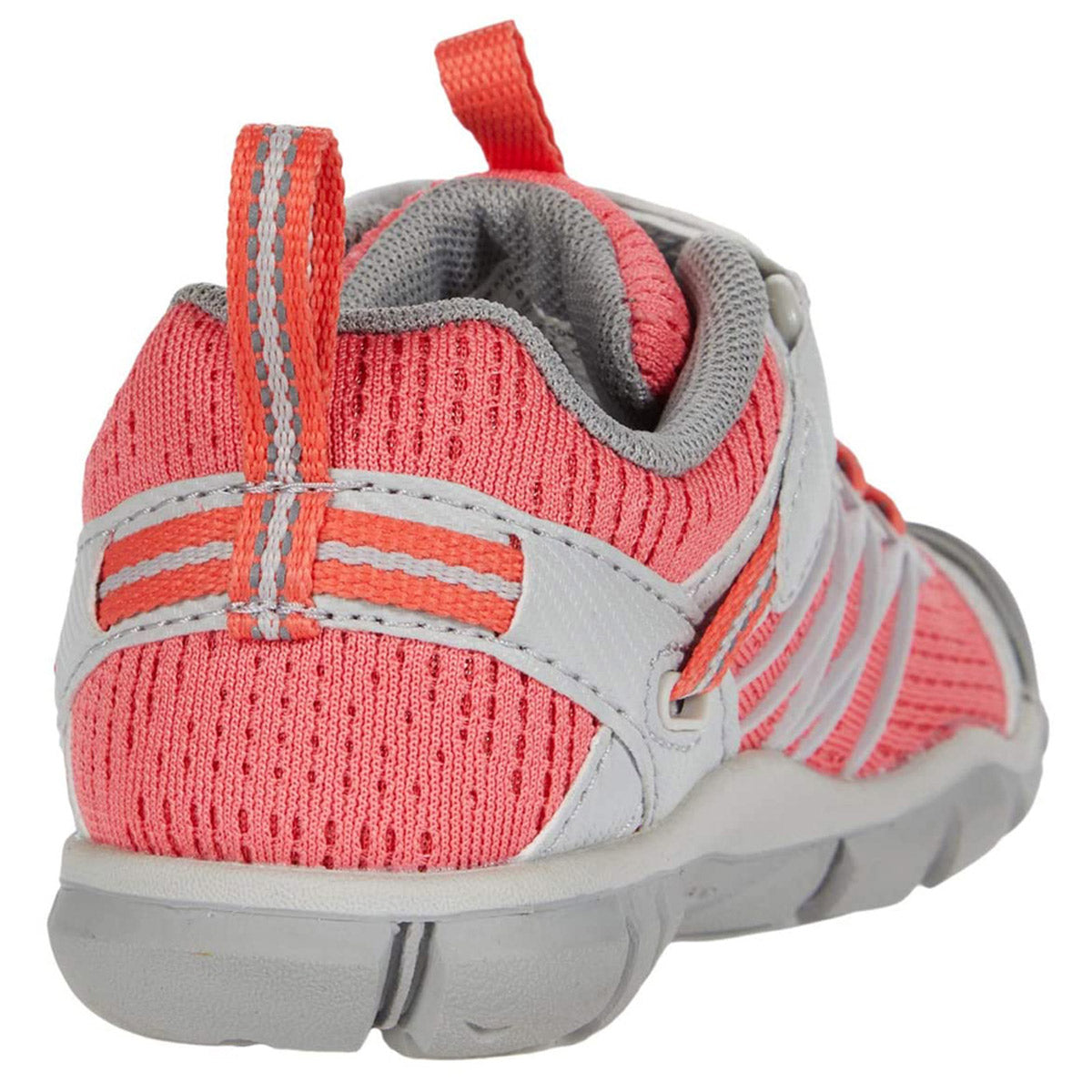 Rear view of a Keen Chandler CNX Child Drizzle/Dubarry - Kids children&#39;s athletic shoe with hook and loop closures, designed as lightweight sneakers.