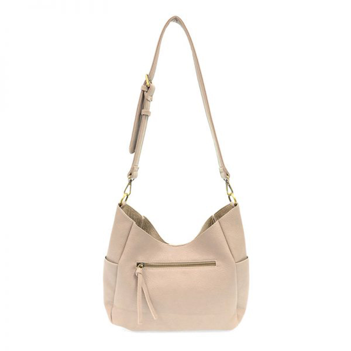 Beige JOY SUSAN HADLEY HOBO GREY shoulder bag with front zipper pocket and adjustable strap.