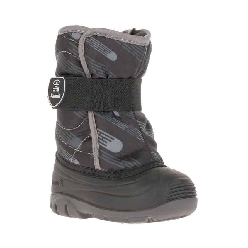 Toddler&#39;s winter boot with a waterproof velcro strap, KAMIK SNOWBUG 4 PRINTED BLACK - TODDLERS by Kamik.