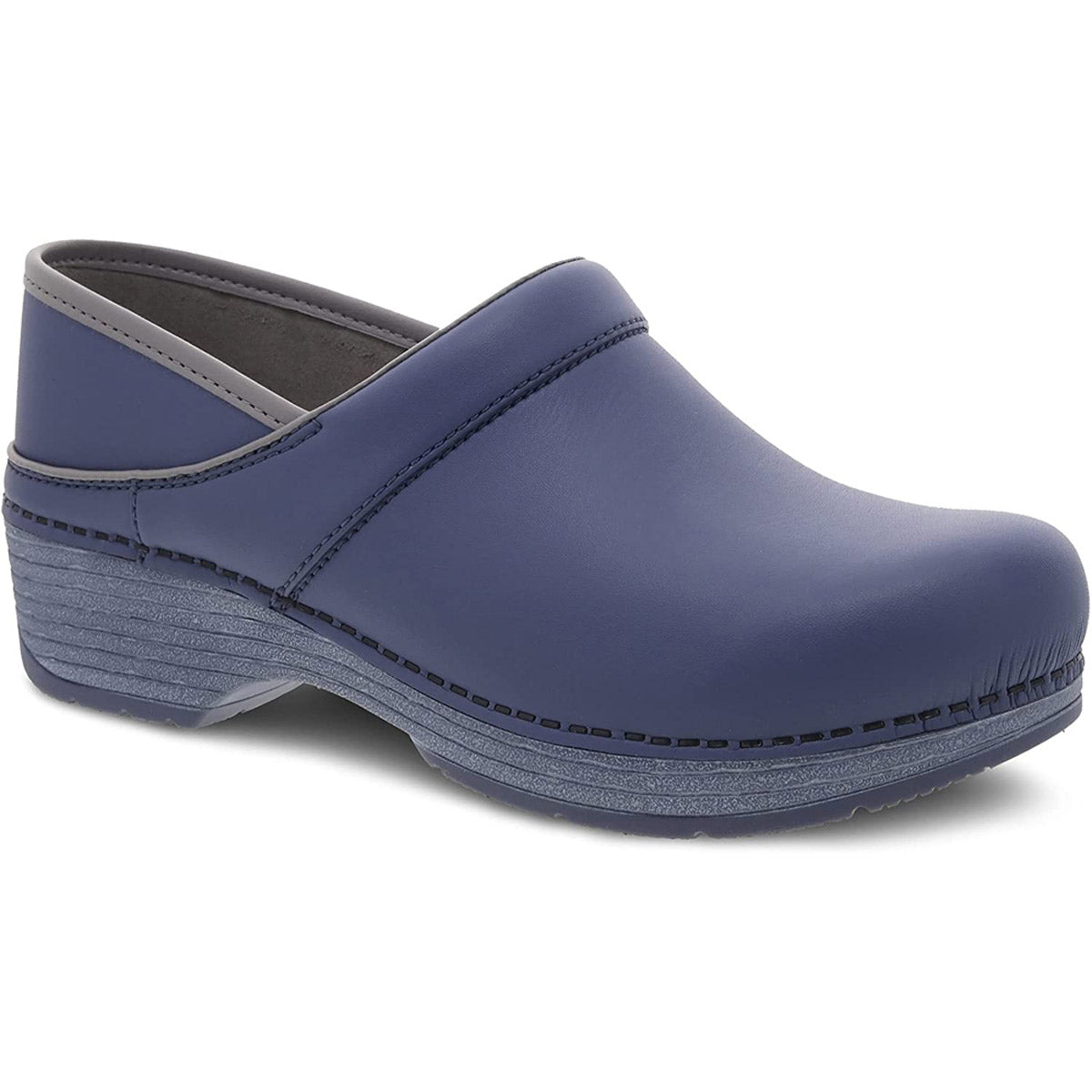 A single Dansko LT Pro Indigo Smooth - Womens clog shoe, featuring a cushioned footbed, with a low heel and no back.