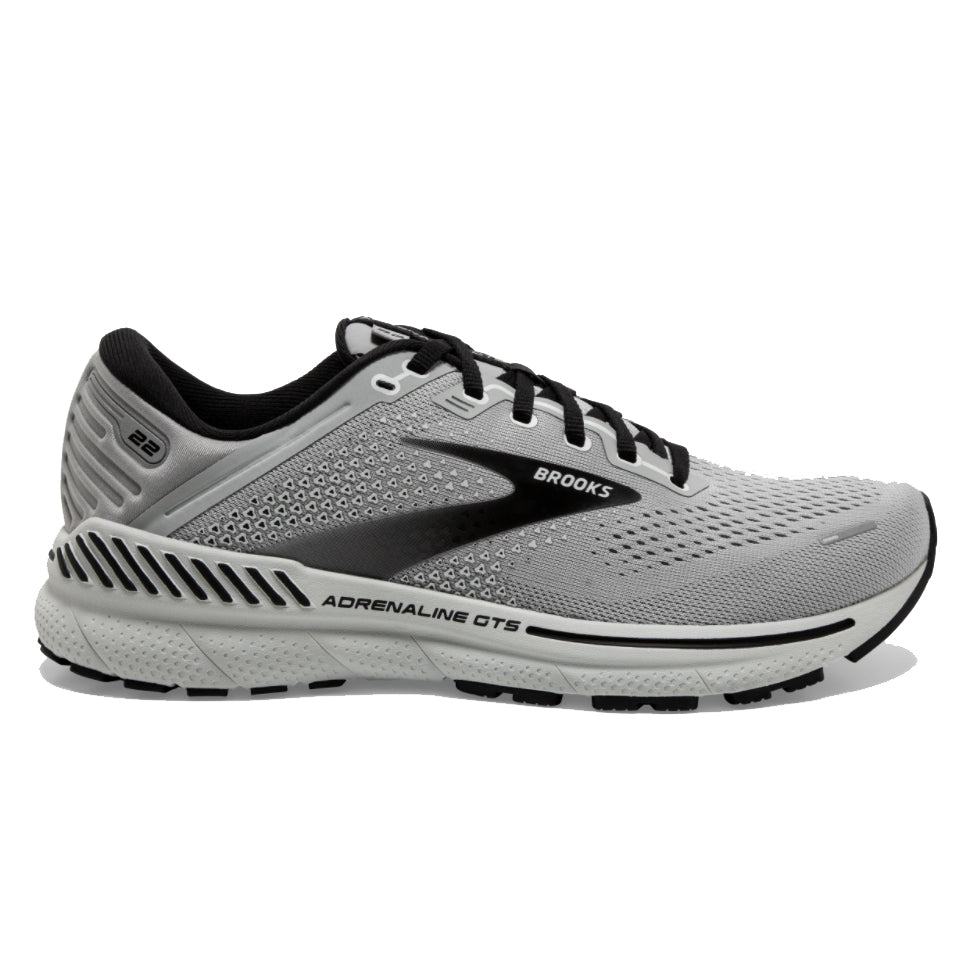 Side view of a Brooks Adrenaline GTS 22 Alloy/Grey - Mens support shoe.