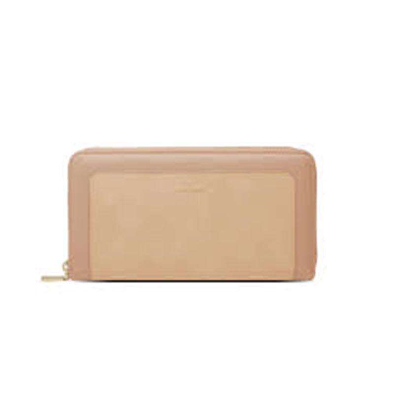 A beige rectangular zippered Pixie Mood Emma Zip Wallet Sand on a light background.