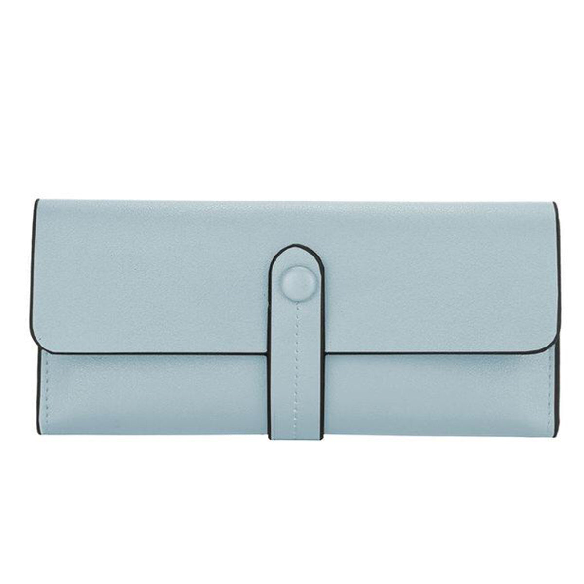 Caracol imitation leather wallet with fold-over flap and button closure on a white background.