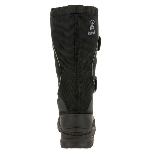 Black winter boot with a side view showing the Kamik Cody XT brand logo, designed as a waterproof insulated boot.