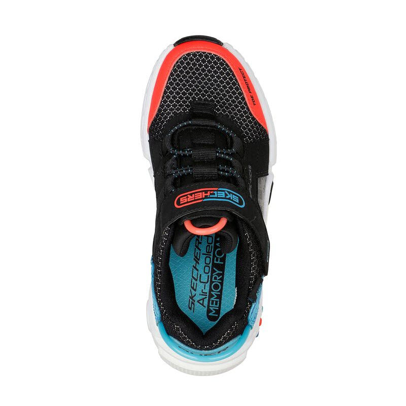 Top view of a black and red Skechers GAMETRONIX Air-Cooled Memory Foam sneaker.